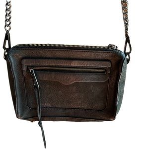 Gently Used - REBECCA MINKOFF BLACK LEATHER SHOULDER BAG WITH CHAIN STRAP
